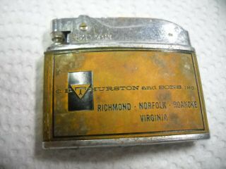 Vintage Ronson Advertising Cigarette Lighter / C.  E.  Thurston And Sons Virginia