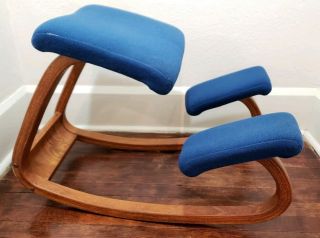 Variable Balans Ergonomic Kneeling Chair Danish Blue Wool Peter Opsvik