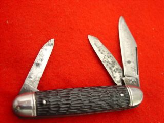 Vintage Hammer Brand Usa 3 - 3/8 " 3 Blade Stockman Stock Knife