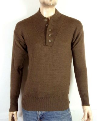 Vtg 60s 70s Vietnam Era Us Army Od 100 Wool Uniform Sweater 5 Button Sz M