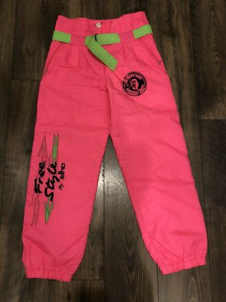 Elho Freestyle Snowboard Ski Pants Medium 80s 90s Vintage Retro Neon Pink Green