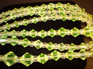 Vtg.  Set (two) Canary Yellow,  Vaseline Crystal Bead Necklaces,  Dazzling,  Gorgeous