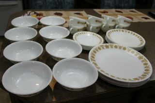 Vintage Corelle Butterfly Gold Dinnerware - Service Set For 8