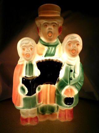 Vintage Poloron Light Up Indoor/outdoor Blow Mold Christmas Carolers