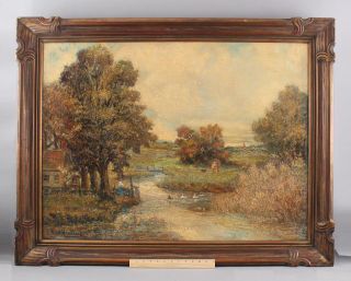 Antique Frank Nankivell American Impressionist Country Landscape Oil Painting