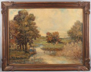 Antique FRANK NANKIVELL American Impressionist Country Landscape Oil Painting 2