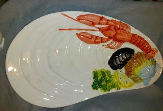 Vintage Lobster Platter Raised Lemon Clam Shell