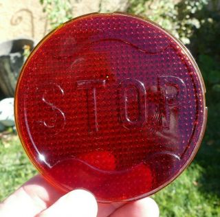 Vintage Red Glass Stop Tail Light Lens Rat Rod