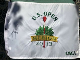 Justin Rose Signed 2013 Us Open Pin Flag Merion Olympian Gold Medal