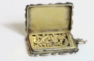 Exceptional Antique Very Slim Gold Cased And Silver Vinaigrette French