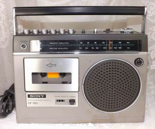 Vintage Sony Cf - 160 Afc Am/fm Cassette Tape Player Recorder Cord Small Boombox