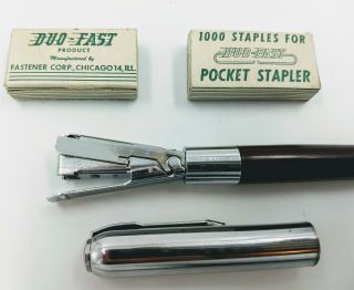 Vintage Duo Fast Pocket Stapler With 2 Boxes Of Staples.