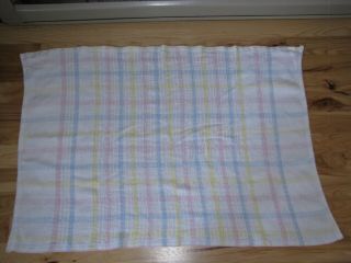 Vintage Pastel Plaid Thermal Open Weave Cotton Baby Blanket White Pink Blue