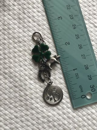 Vintage Sterling Silver Enamel Good Luck Charm Collaboration Pendant,  Lucky 13 3