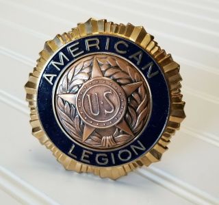 Vintage Us American Legion Enamel Bronze 3 " Emblem Insignia Badge Automobile Car