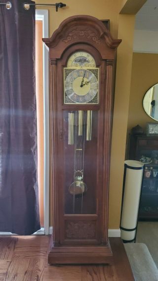 Seth Thomas Grandfather Clock With Moon Dial Antique