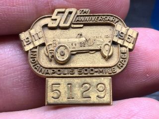 Indianapolis 500 Mile Race 50th Anniversary 1911 - 1961 5129 Stunning Pit Pass.
