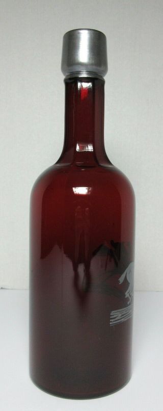 Antique Rare BACK BAR RED GLASS STERLING SILVER Overlay HORSE RACING BOTTLE 3