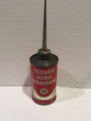 Vintage Texaco Home Lubricant Advertising Handy Oiler Tin Can Oil 3 Oz