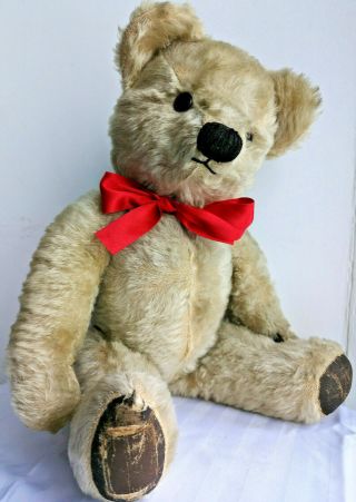 Vintage Old British Chad Valley Blonde Mohair Teddy Bear 1940s - 1950s,  20 "