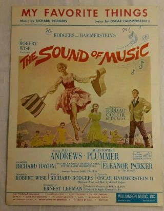 " My Favorite Things " Julie Andrews - The Sound Of Music - 1959 Vintage Sheet Music