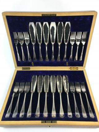 Fish Knife & Fork Set For 12 Made In Uk Silverplated Maker Jss