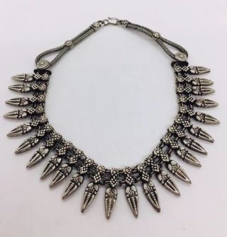 Antique Ethnic Tribal Sterling Silver Hand Made Necklace