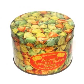 Vintage French Candy Tin Box,  Berlingots Mints " Raquillet ",  Carpentras,  Provence