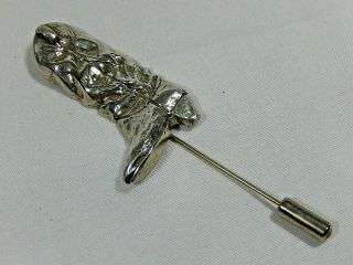 Vtg Kt&co Cast Sterling Silver Western Cowboy Boot Stick Pin Lapel Pin Tie Pin