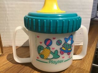 Vintage 1997 Playtex Toddler Plastic Baby Decorated Sippy Cup 90s