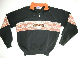 Vintage Starter San Francisco Giants Baseball Quarter Zip Pullover Size Xlarge