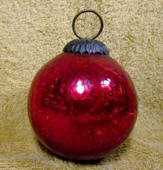 Vintage Kugel Red Crackle Glass Ornament