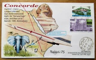 Concorde G - Boab 1990 Flown Cover Cairo Signed By Percy Edwards Only 20