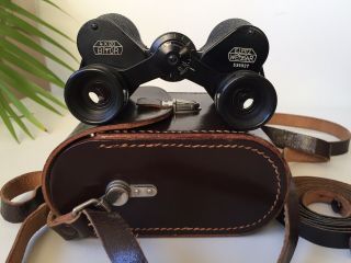 Antique Vintage Leitz Leica Bitur 4x20 Binoculars Fernglas,  Case