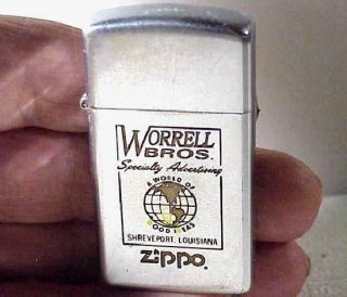 Vtg 1980 Zippo Ad Lighter “worrell Bros,  Advertising,  Shreveport,  La.  ” Logo