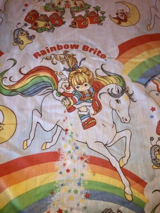Vintage Rainbow Bright Twin Fitted Single Sheet Retro Cutter Craft Fabric 80’s