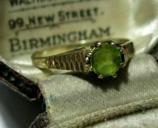 Vintage Sterling Silver Real Peridot Gem Stone Ring Jewellery Size O 1/2 7.  25