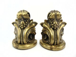 Pm Philadelphia Manufacturing Co.  Brass Bookends 34b Vintage