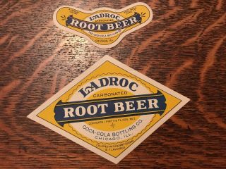 Ladroc Root Beer Vintage Soda Bottle Labels,  Coca Cola Bottling Chicago,  Illinois