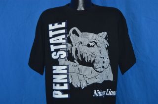 Vintage 90s Penn State University Nittany Lions Blue Football T - Shirt College Xl