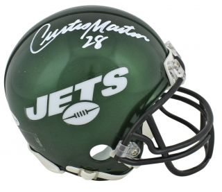 Jets Curtis Martin Authentic Signed Green Rep Mini Helmet Bas Witnessed