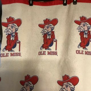 Large Vintage Ole Miss Rebels Colonel Reb Blanket 73 x 89 Made in USA 2