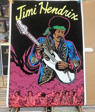 Vintage Jimi Hendrix Black - Light Poster 1983 Scorpio 1657 Rolled Very Fine,