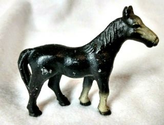 Vintage Cast Iron Horse Toy / Farm Figure Horse Black 3 " X 4 " Collectible
