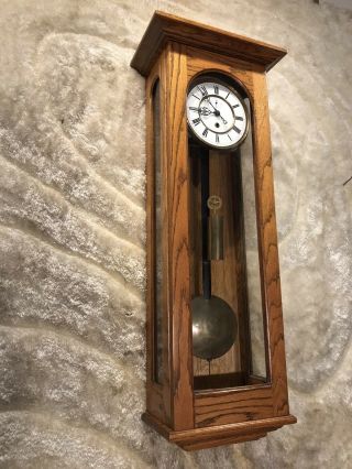 Vintage Antique Germany Vienna Strikes Wall Clock W 1 Brass Weight & Pendulum