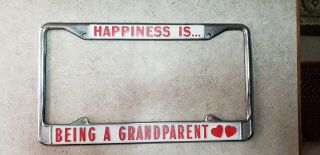 Vintage/ 1980 - Happiness Is Being A Grandparent License Plate Frame Great Color
