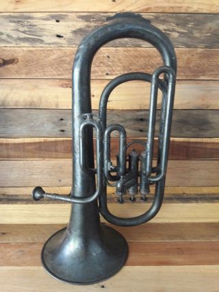 Vintage Baritone Brass Horn,  A.  Hileron By H.  N.  White Cleveland.  Paris.  Antique