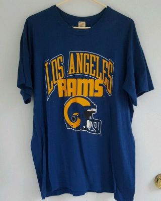 Vintage Los Angeles Rams Tshirt Adult Xl Extra Large 1970s Blue Champion Usa