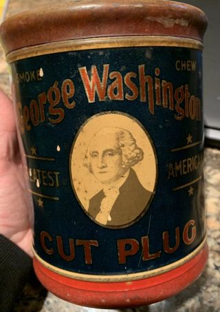 Vintage Tobacco Tin - George Washington Cut Plug - Rj Reynolds