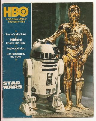 Vintage Hbo Movie Guide Feb 1983 Star Wars R2 - D2 & C - 3po On Cover Tv Cable